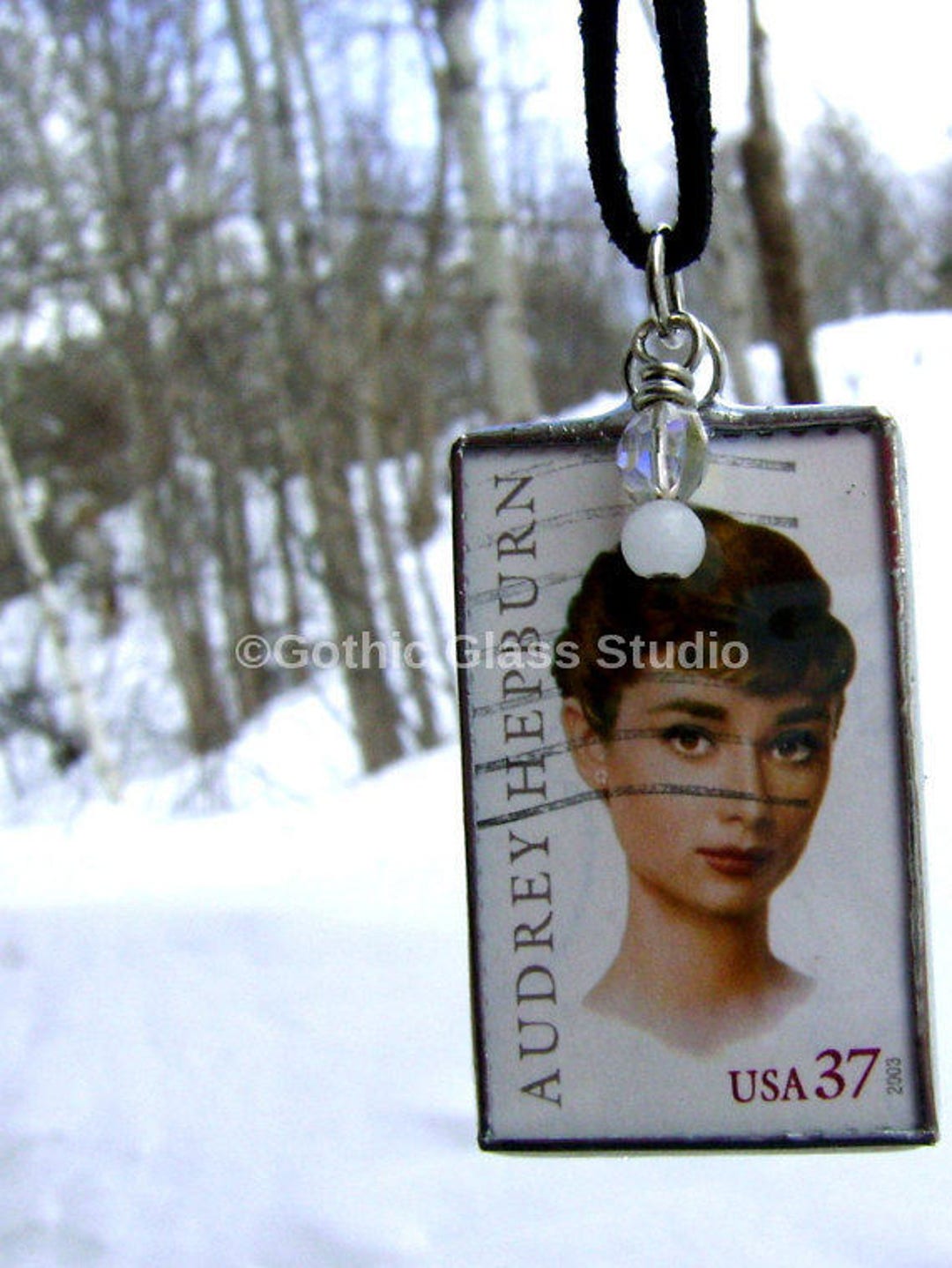 Audrey Hepburn Tree Ornament Vintage Postage Stamp Pendant Etsy