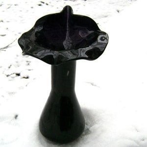 Vintage Black Amethyst Art Glass Jack in the Pulpit Vase