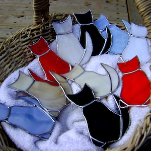 Handmade Stained Glass Cat Suncatcher: White Kitten Window Art