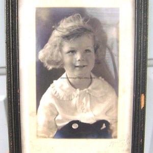 Vintage Black and white wood framed photograph of angelic child for Gothic decor, antique Child Portrait, art Ephemera John Wanamaker store image 2