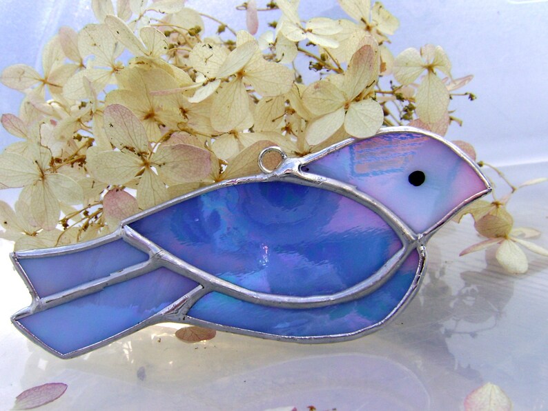 Stained Glass Birds Glass Bluebirds Window Decor Blue Bird Etsy