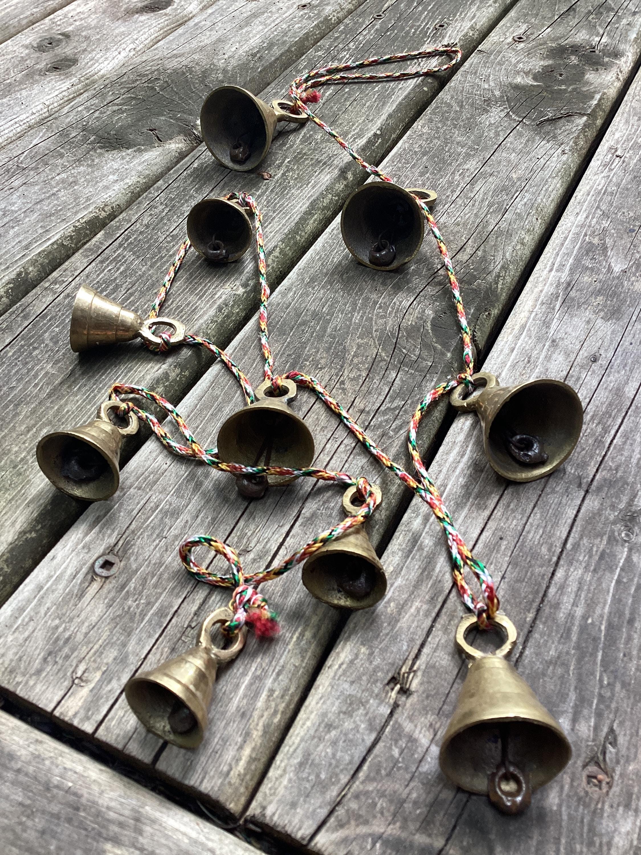 Vintage Brass Bells Wind Chimes: Gothic Harmony Door Decor Horse