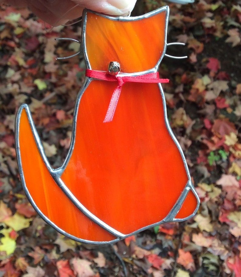 handmade stained glass cats