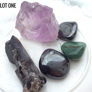 Vintage gothic rock stones DIY art project jewelry making, healing altar meditation Wiccan spell stones gems, art craft supplies, Amethyst image 1