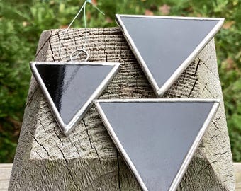 Handmade stained Glass black Triangle Pendant ornament Magnet Gay Pride LGBTQ goth gothic Canada