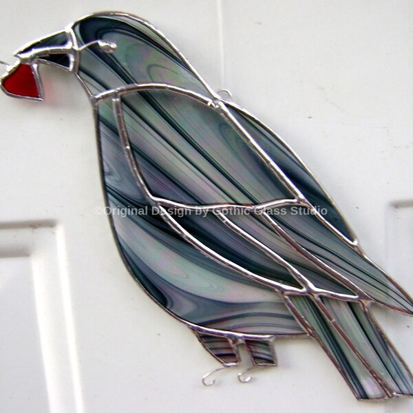 Crow Raven Black Birds Stained Glass Mothers Day Wiccan Spirit Guide Housewarming Suncatcher  Pagan Halloween Original Design©