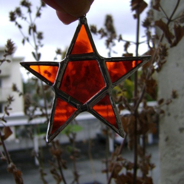 Star Pentagram Suncatcher Pagan Wicca Pentacle Halloween Christmas Yule Winter Solstice Stained Glass Birthday Wedding