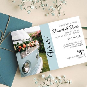 Convite de casamento Boho divertido, fácil de personalizar, cartão postal, download digital, modelo, impressão em casa, faça você mesmo