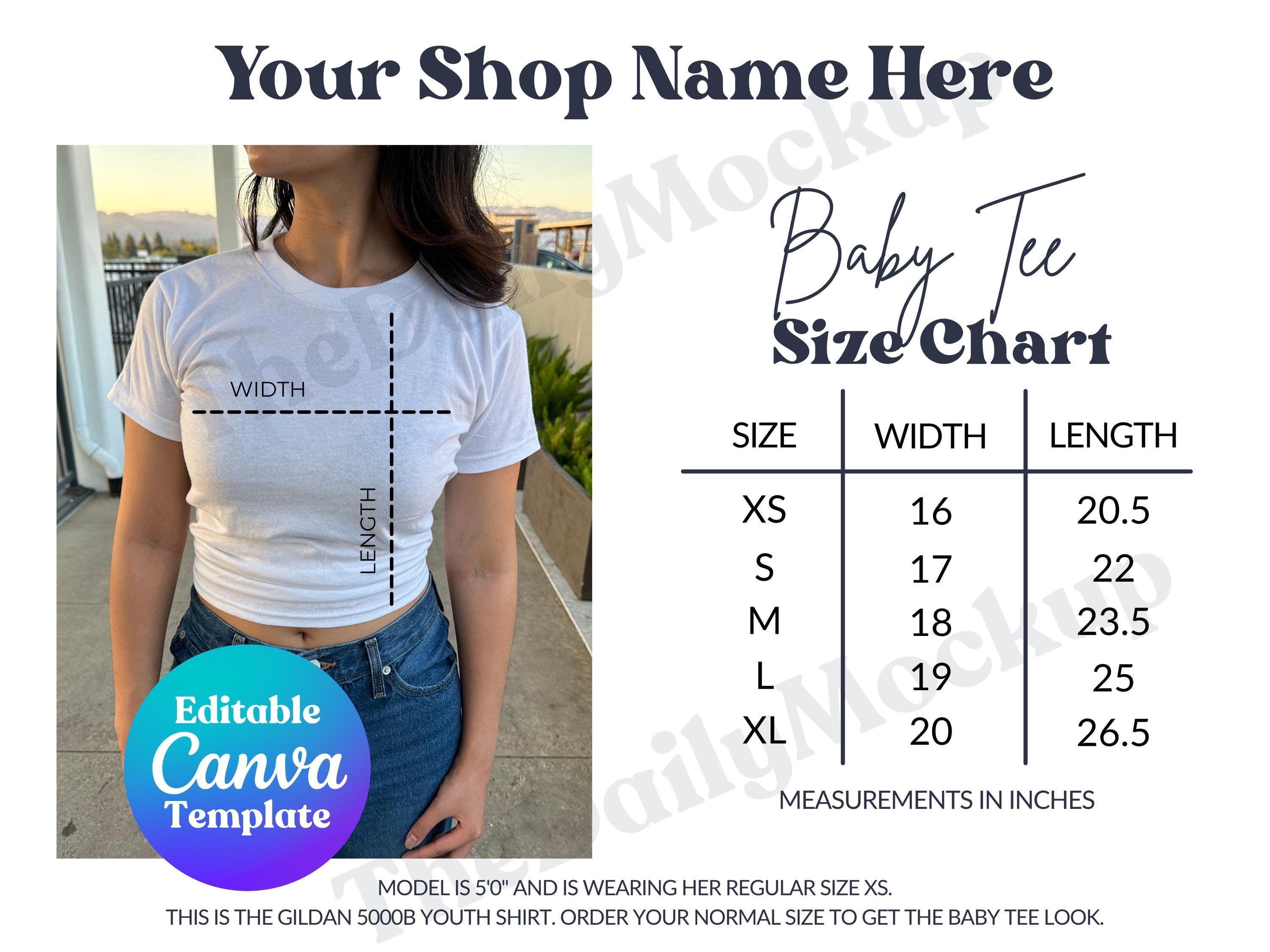 Baby Tee Size Chart Gildan 5000B Size Chart Youth T-shirt Size