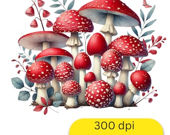 Seta roja caprichosa PNG Clipart, Seta de cuento de hadas (Descarga digital)