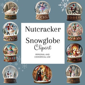 Nussknacker Schneekugel Clipart PNG Bundle.  Zuckerfee, Nussknacker, Rattenkönig, Land der Süßigkeiten Grafiken.  Schneekugel-Weihnachts-Bundle