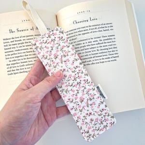 Pink Floral Fabric Bookmark Stripe Traditional Bookmark Colorful Bookmark Gift for Readers Handmade Bookmarks Trendy Book Lover Gift Liberty