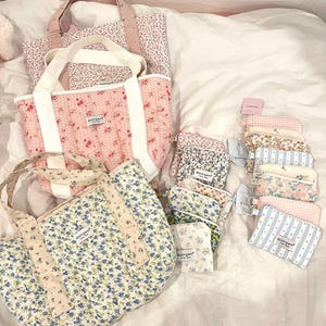 Mini cartera de mano con diseño floral, hecha a mano, con llavero, con cremallera, tarjetero pequeño, neceser, tarjetero, tarjetero, para lápiz labial, cuadros rosa suave