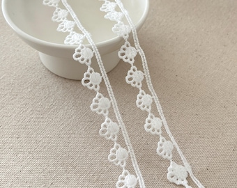 Sea Shell Narrow Lace Trim Floral White Garment Picot Edging Fabric Ruffled Soft Lingerie Doll Craft 0.5" Wide