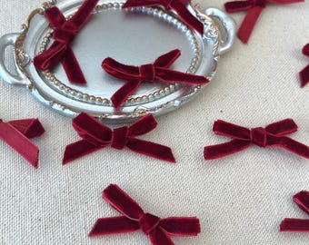 Minibow Red Velvet DIY Handmade Craft Supplies Doll Dress Embellishments Dress Decor Card Making Sweet Mini Bows 1.91"/4.8CM