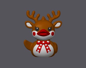 Holiday Reindeer Duck – Festive Rudolph-Inspired Display Figure