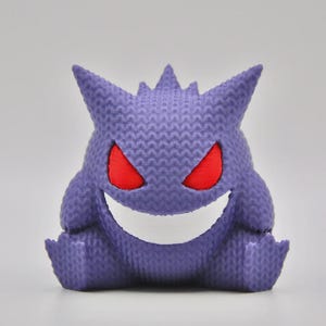 Knitted Gengar-Inspired Figure – Mischievous Smile
