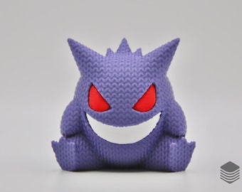 Knitted Gengar-Inspired Figure – Mischievous Smile