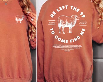 He Left the 99 Sheep-sweater met ronde hals | Ontwerp christelijk herder