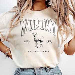 Christian Worthy is the Lamb, Revelation 5:12 Unisex T-shirt, Vintage Tee, Bible Quote Apparel, Religious Gift,