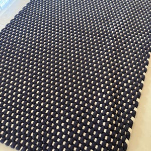 Handmade Outdoor Rug, Navy Blue and ivory rug, Poly Propylene Geometric Area Rug (4x6)