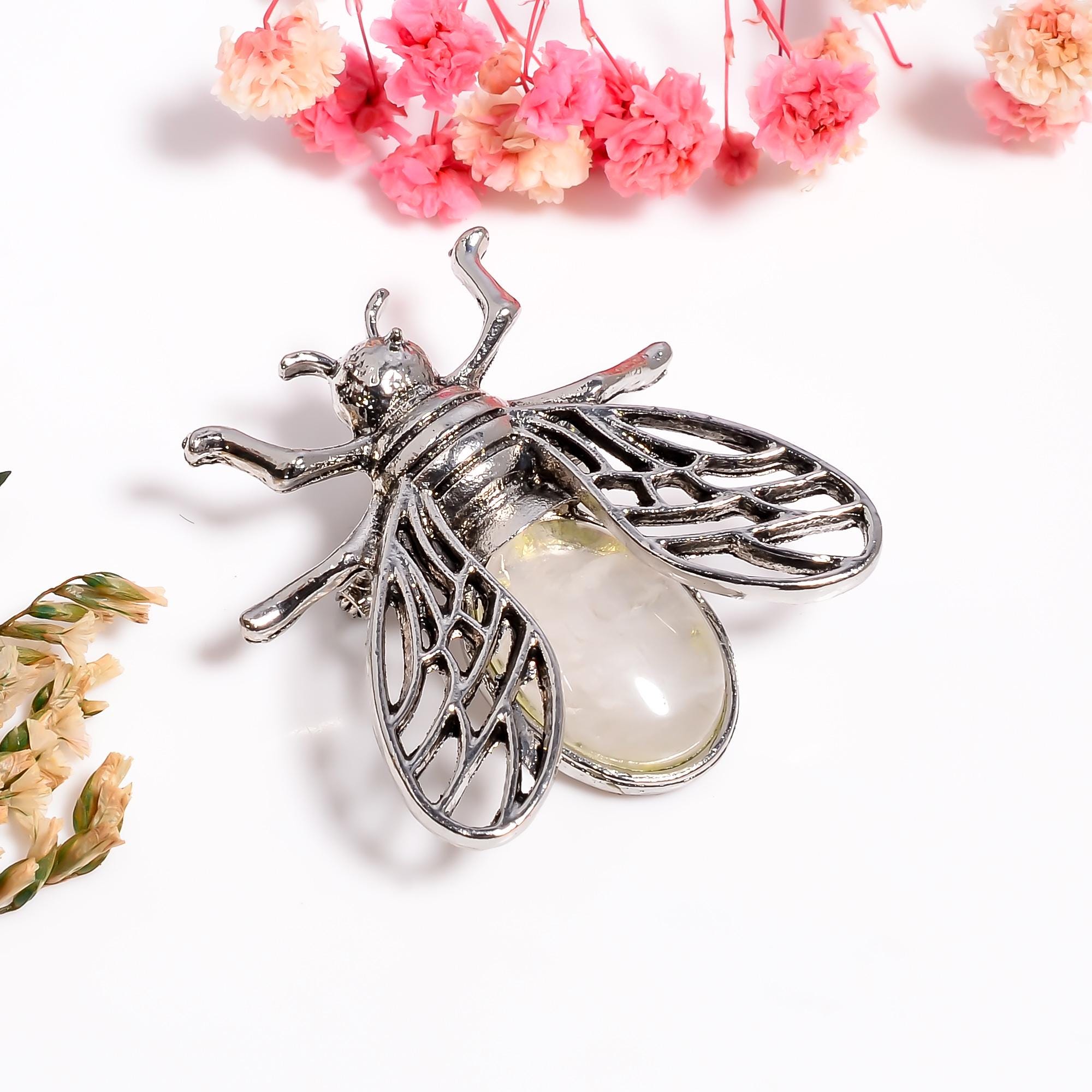 ムーンストーンペンダントブローチ - 925シルバーヴィンテージテーマ