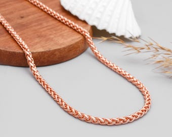 Pure Copper 4-in-1 Braided Chain Necklace, Solid Viking Jewelry, 16" to 28" Inch Unisex Jewelry for Men & Women