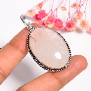 Rose Quartz Gemstone Healing Pendant | Natural Pink Crystal Necklace | 925 Silver Bohemian Jewelry | Heart Chakra Stone | Gift for Women