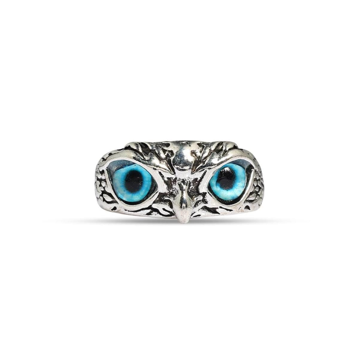 Owl Ring, Fengshui Owl Protection Ring Amulet, Unisex Demon Eye Owl Ring, Woodland Animal Jewelry, G
