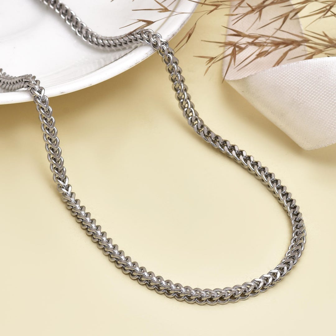 20 Inch Silver Cuban Link Chain Necklace, Stainless Steel Curb Chain ...