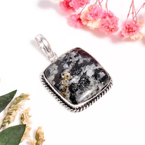 Cushion Shape Jasper Gemstone Necklace Pendant | Natural Gemstone Jewelry | Handcrafted 925 Silver Pendant | Boho Jewelry Gift for Her