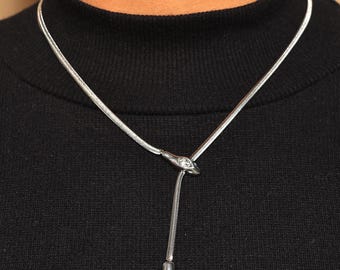 Snake Chain Choker Necklace | Adjustable Gold & Silver Snake Design Necklace | Gothic Punk Serpent Choker Jewelry Gift for Her