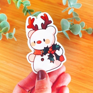 Adesivo pupazzo di neve Kawaii | Adesivo per offrire, adesivo per bottiglia d'acqua, adesivo per smartphone, adesivo natalizio, adesivo kindle
