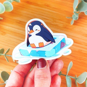 Adesivo pinguino kawaii sul lastrone di ghiaccio | Adesivo per offerta, adesivo per bottiglia d'acqua, adesivo per smartphone, adesivo per giornale, adesivo per kindle
