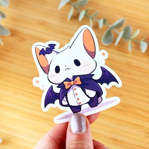 Sticker vinyle Chat vampire | Sticker à offrir, sticker pour gourde, sticker kawaii, sticker de journal, sticker halloween