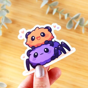 Sticker vinyle Duo d'araignées | Sticker animaux, sticker pour gourde, sticker kawaii, sticker de journal, sticker waterproof