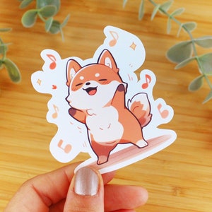 Sticker vinyle Chien danseur | Sticker à offrir, sticker bouteille d’eau, sticker kawaii, sticker de journal, sticker waterproof