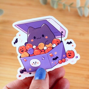 Sticker vinyle Chat d'Halloween | Sticker à offrir, sticker bouteille d’eau, sticker kawaii, sticker de journal, sticker Kindle