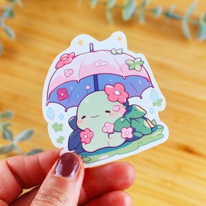 Adesivo Creatura con ombrello | Adesivo da offrire, adesivo per bottiglia d'acqua, adesivo kawaii, adesivo per diario, adesivo impermeabile