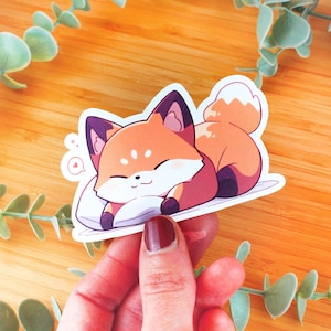 Sticker kawaii Renard paresseux | Sticker à offrir, sticker bouteille d’eau, sticker smartphone, sticker journal, sticker kindle