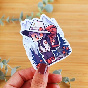 Sticker kawaii Randonneur en montagne | Sticker à offrir, sticker bouteille d’eau, sticker smartphone, sticker journal, sticker waterproof