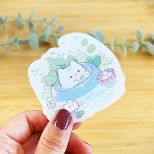 Sticker Chats dans l'eau | Sticker à offrir, sticker pour bouteille d’eau, sticker kawaii, sticker de journal, sticker vinyle waterproof