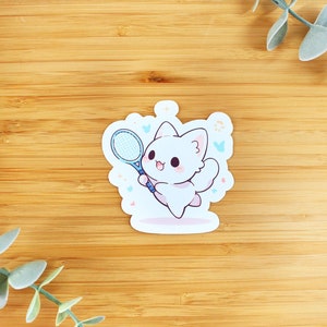 Adesivo in vinile con gatto sportivo | Adesivo da offrire, adesivo per bottiglia d'acqua, adesivo kawaii, adesivo per diario, adesivo in vinile impermeabile