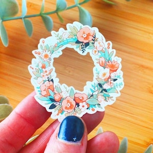 Sticker kawaii Couronne de printemps | Sticker fleurs sticker bouteille d’eau, sticker smartphone, sticker journal, sticker scrapbooking
