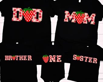 Berry First Birthday Matching Family T-Shirts, Strawberry Party