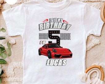 Personalized Race Car Birthday Shirt: Custom Name & Age Tee