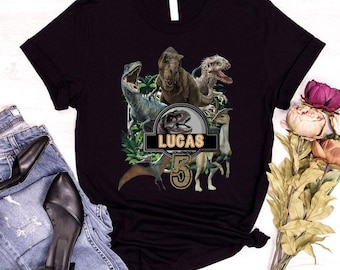 Custom Name Dinosaur Birthday Shirt, Jurassic Park Family Tee