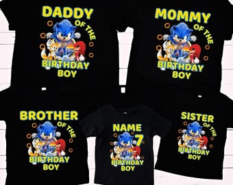 Personalized Sonic Birthday Shirt, Family Matching Tee