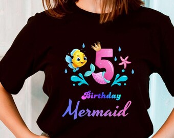 Birthday Mermaid Girl T-Shirt, Custom Family Matching Shirt