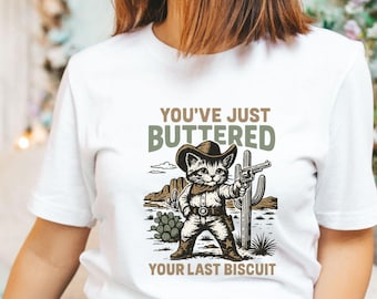Funny Cowboy Cat T-Shirt | Western Graphic Tee